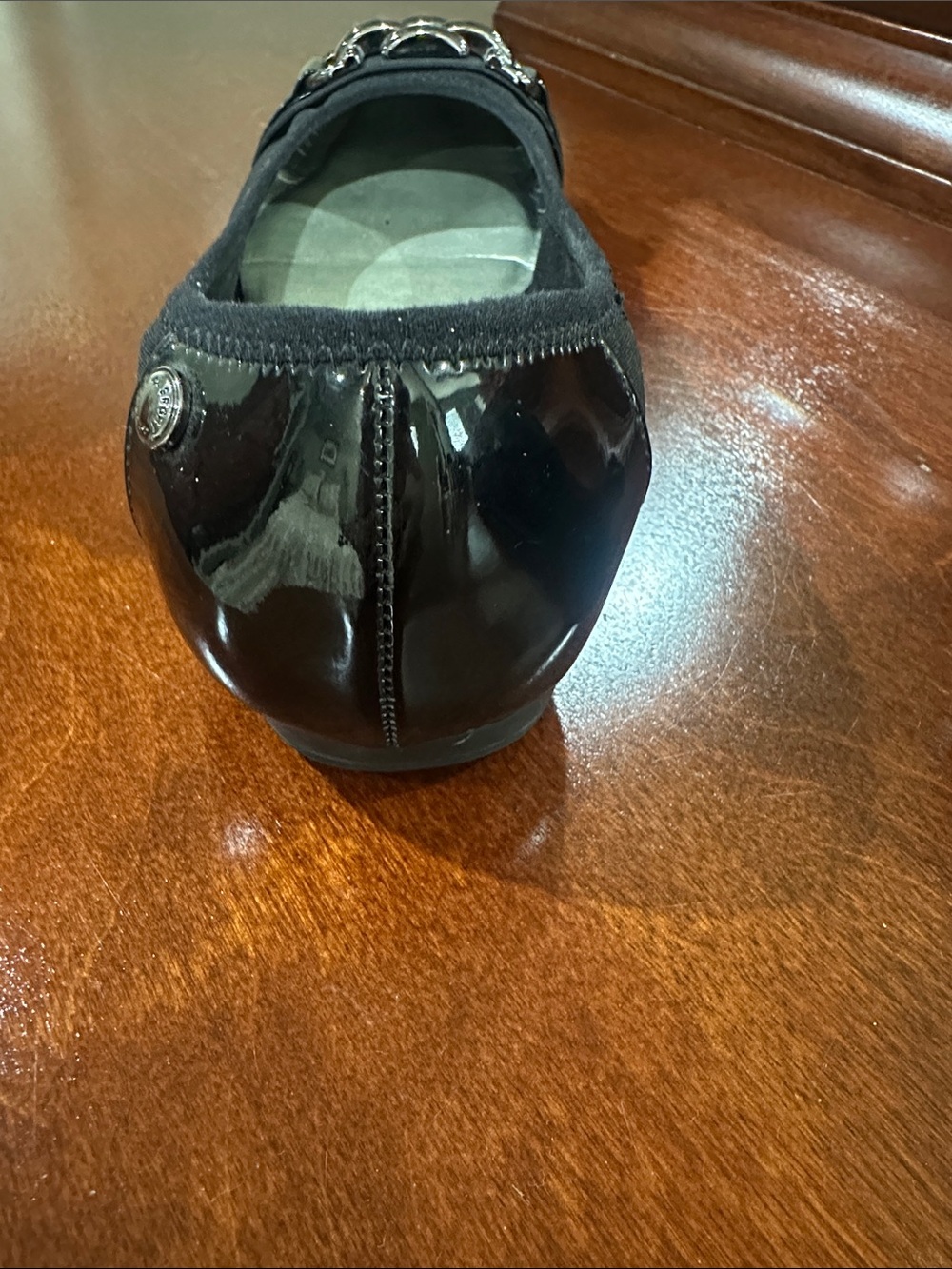 Anne Klein Women's Black Patent Cap-Toe Flats - Picture 11 of 16